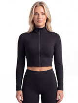 Poleron crop con cierre negro
