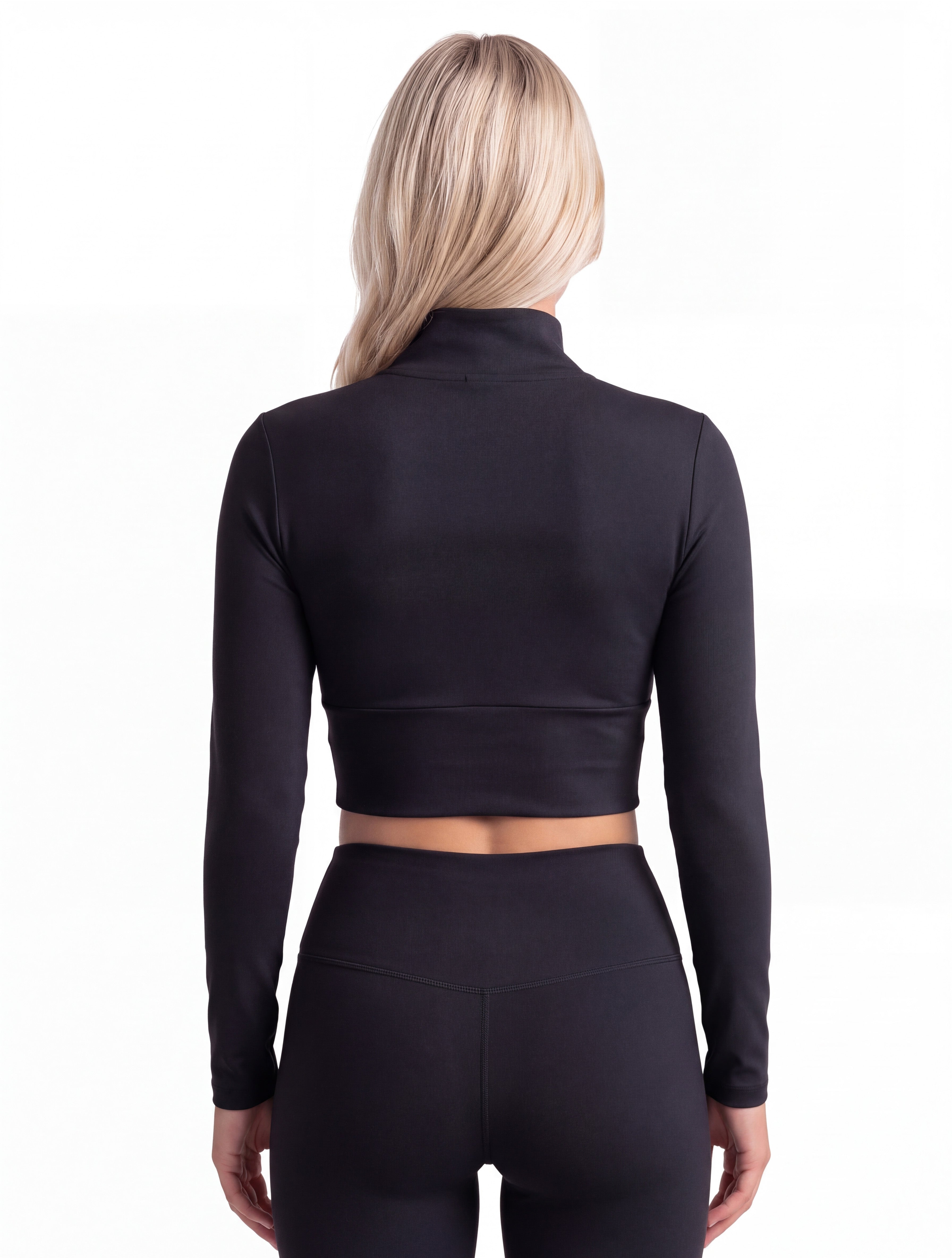 Poleron crop con cierre negro