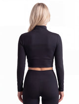Poleron crop con cierre negro
