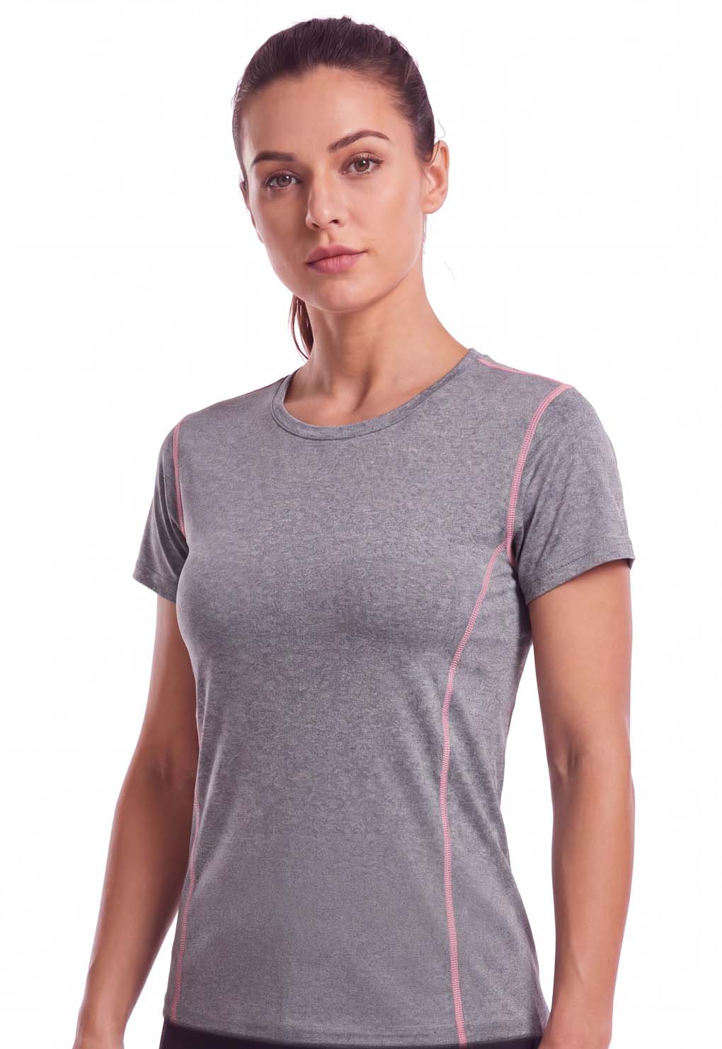 Polera deportiva básica ajustada gris
