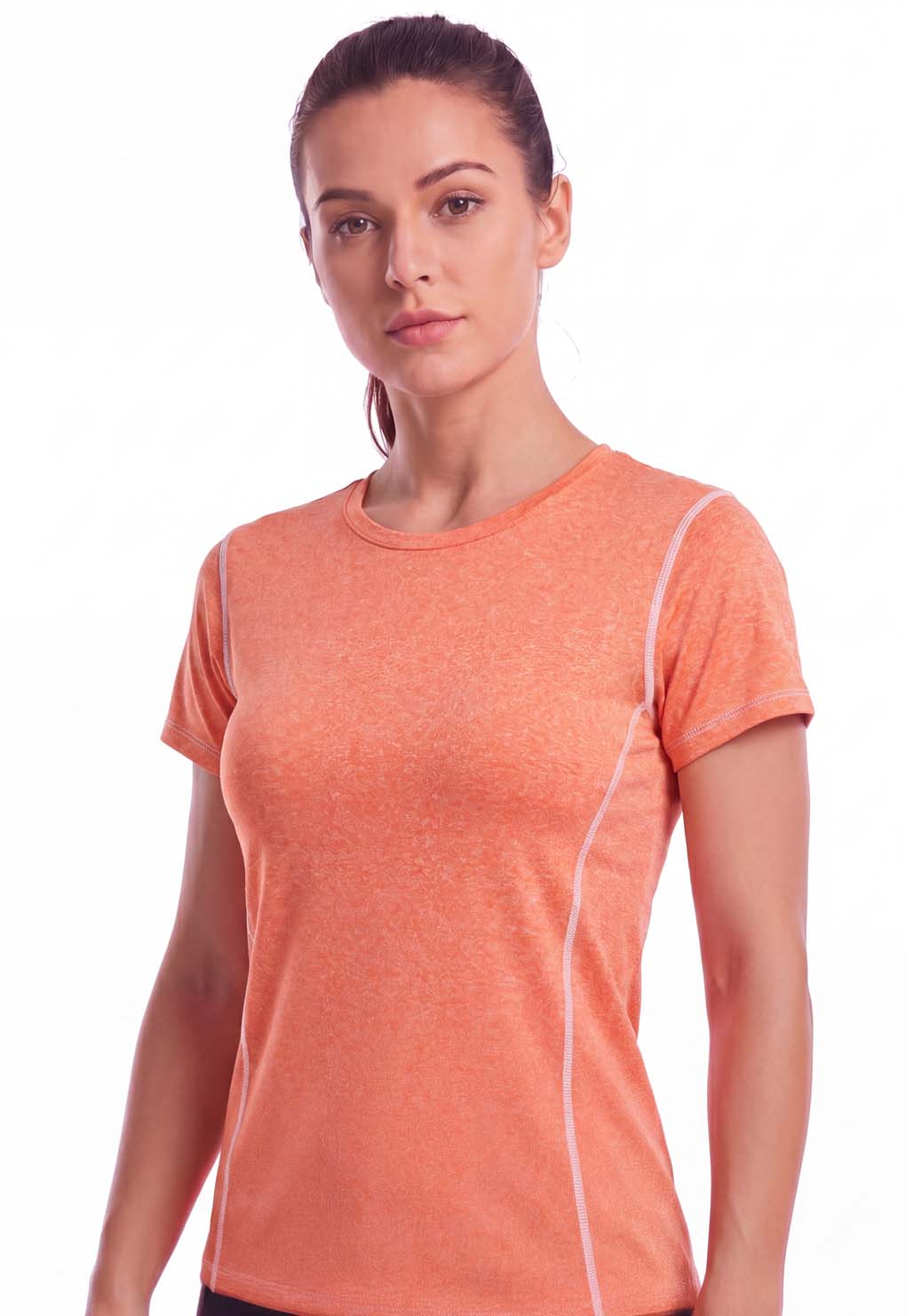 Polera deportiva básica ajustada naranja