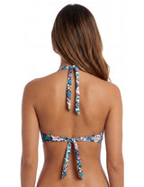 Bikini sostén con barba y relleno estampado azul