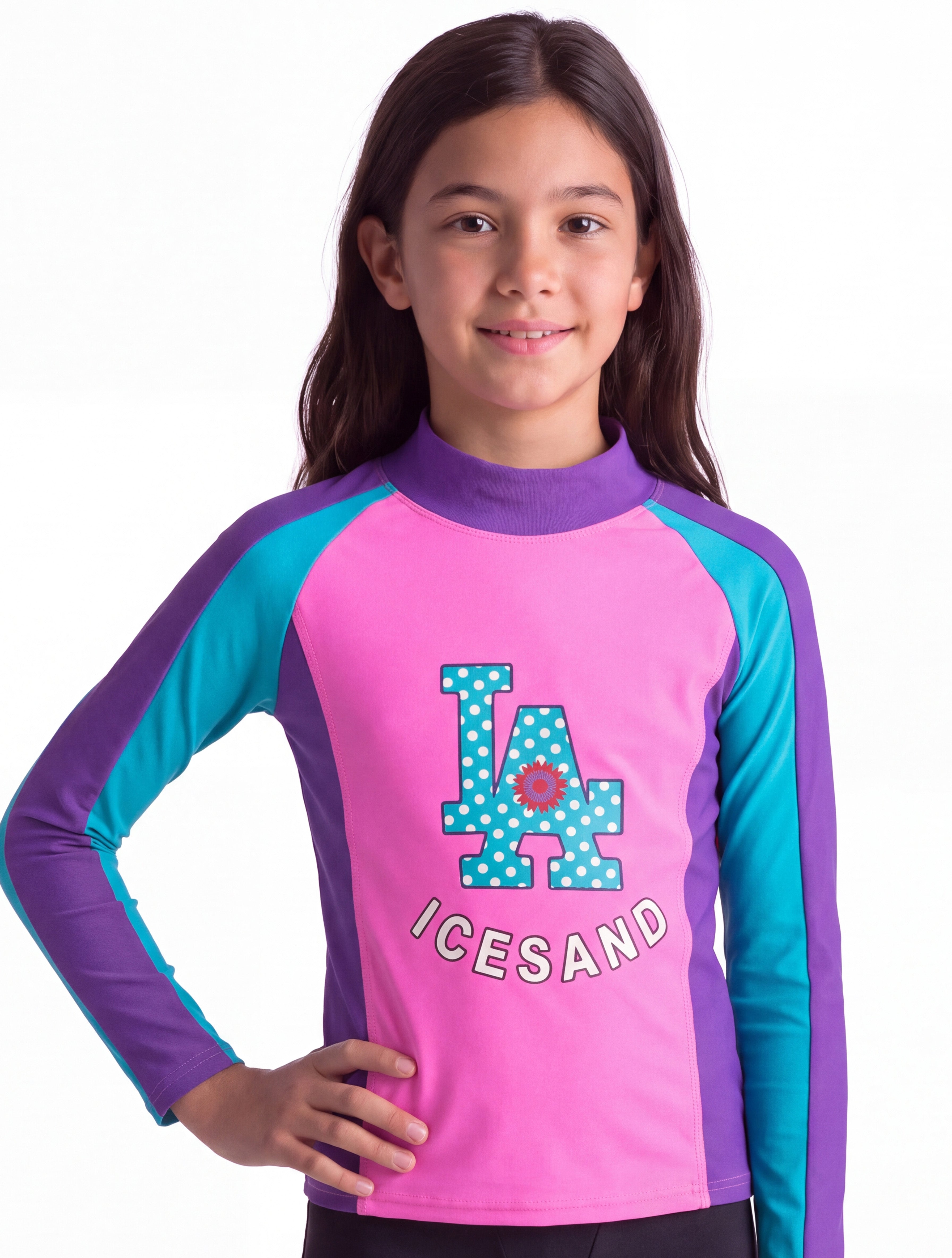 Polera de niña con protección UV color morado