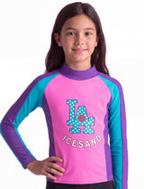 Polera de niña con protección UV color morado