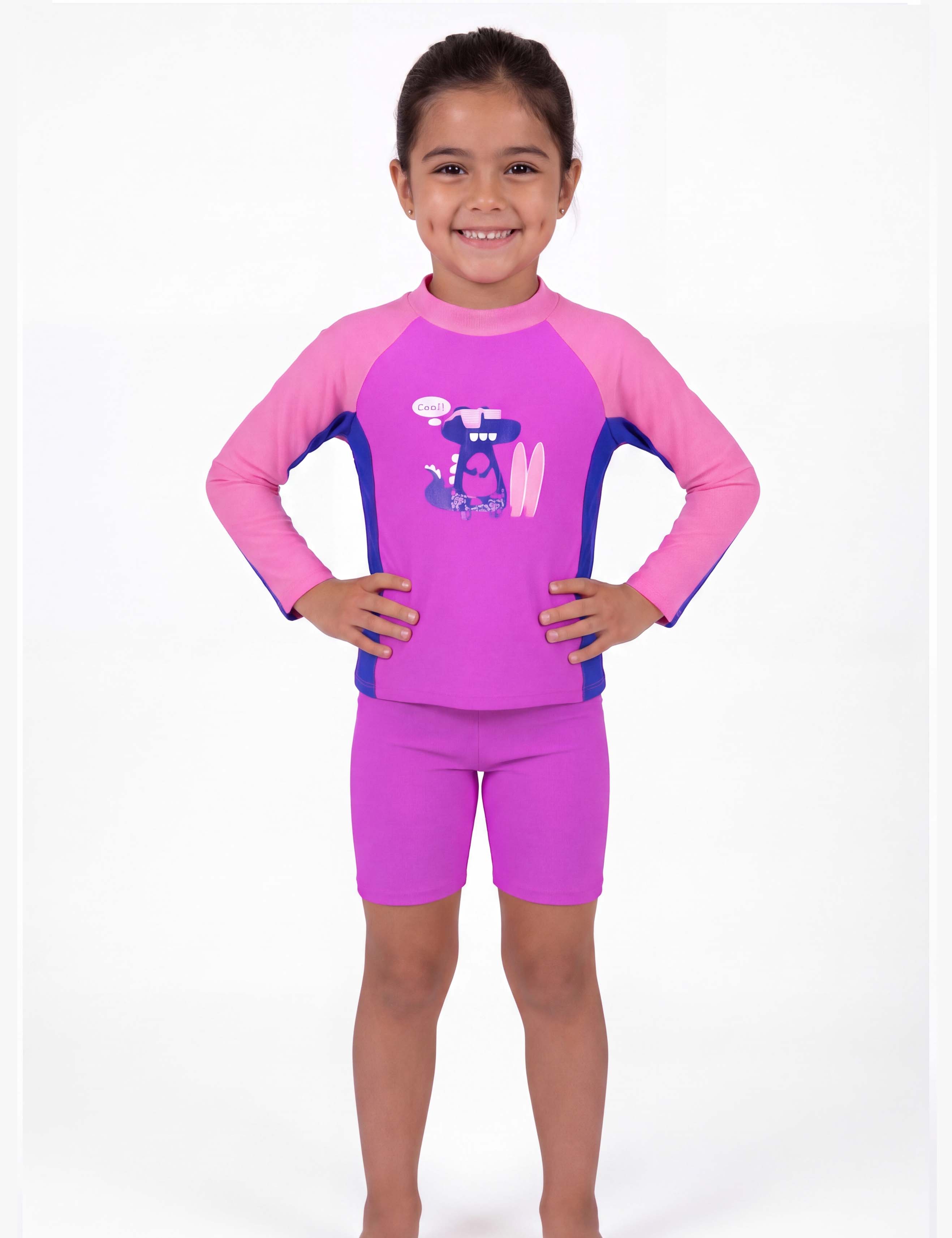 Traje de baño niña con filtro UV fucsia