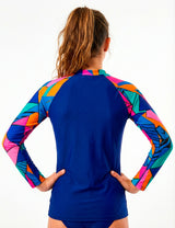 Polera niña protección UV estampado azul