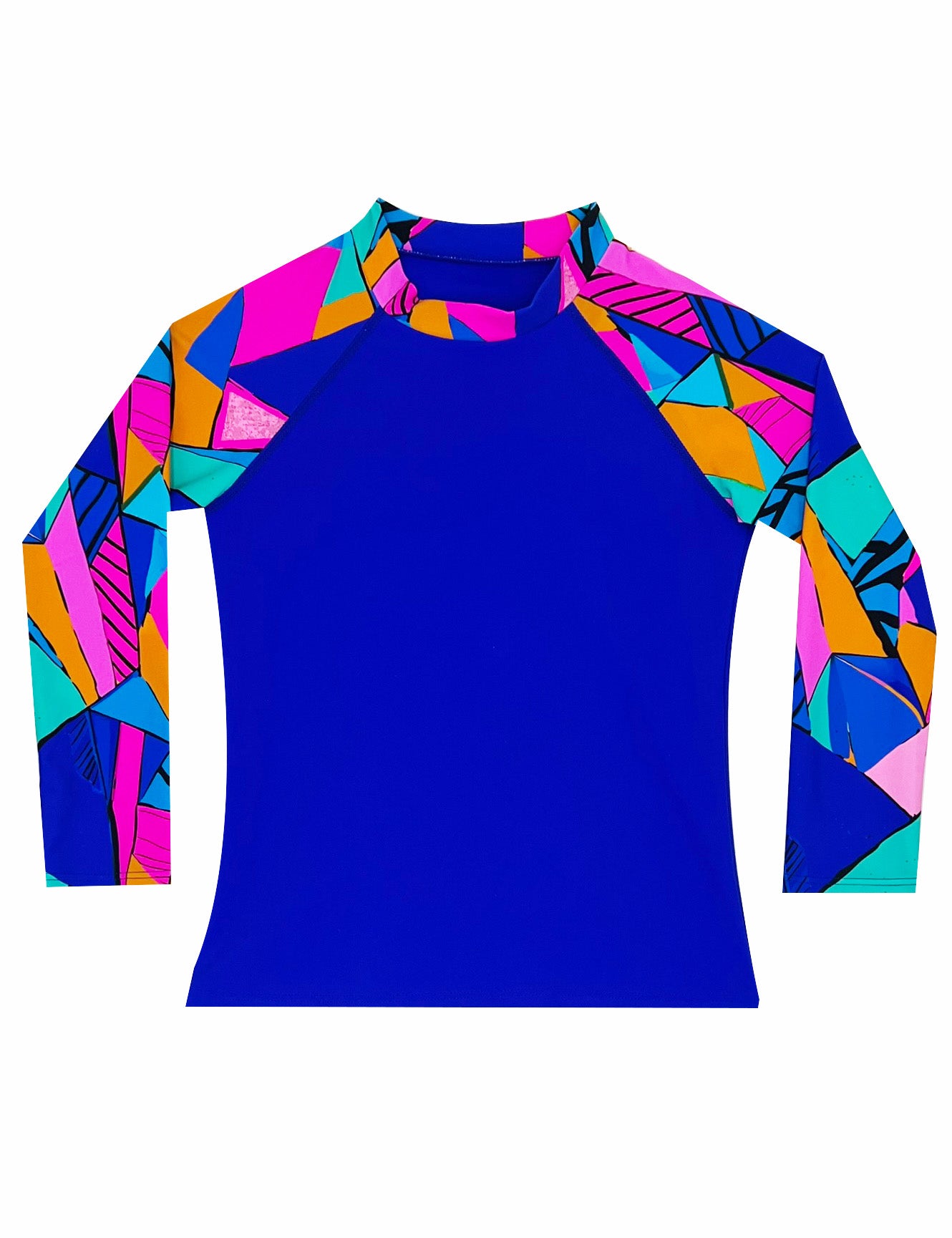 Polera niña protección UV estampado azul