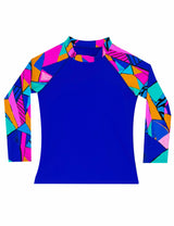 Polera niña protección UV estampado azul