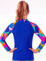 Polera niña protección UV estampado azul