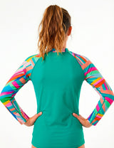 Polera niña protección UV estampado verde