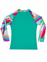 Polera niña protección UV estampado verde
