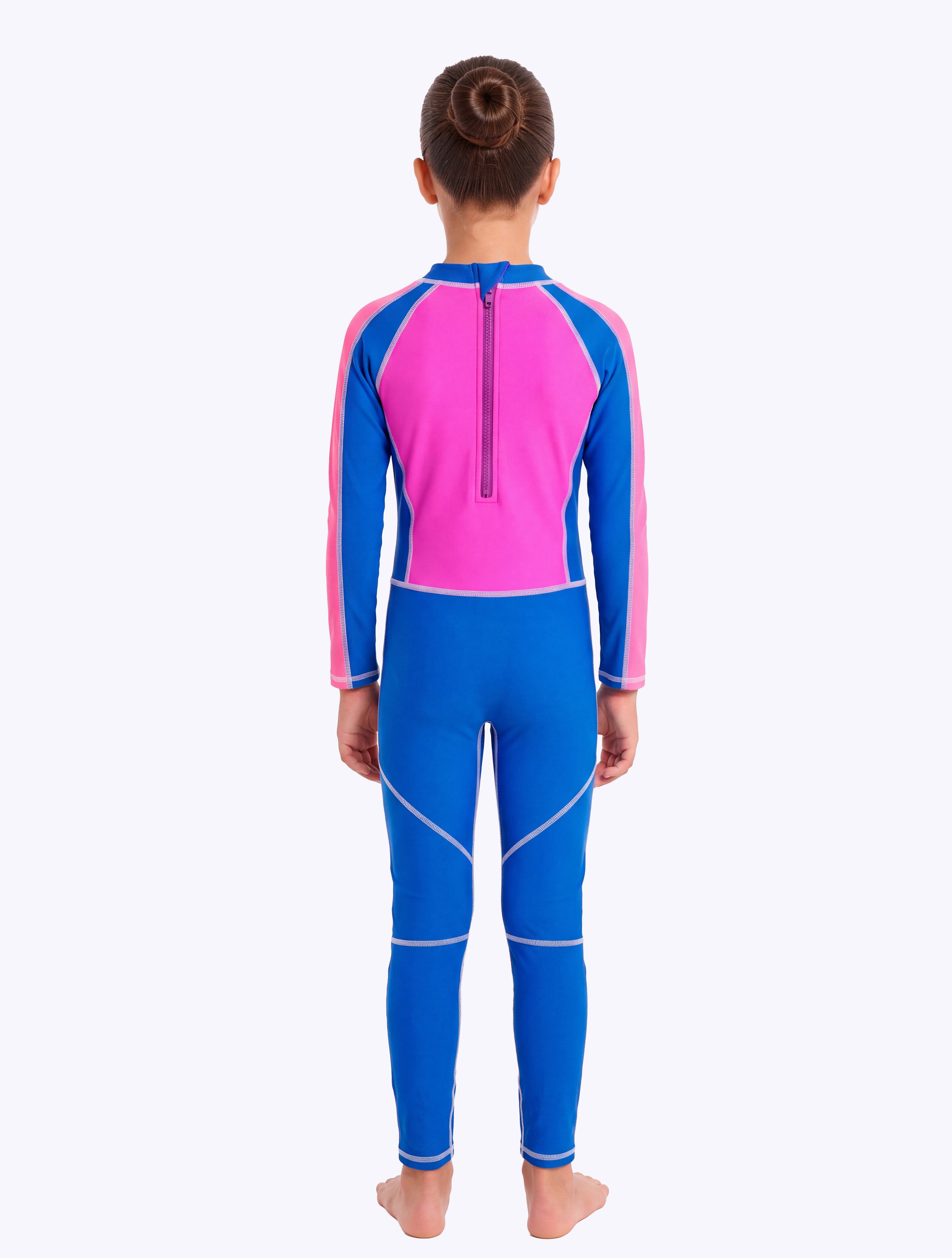 Traje de baño entero para niña fucsia