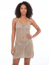 Salida de playa vestido tiras beige