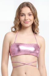 Bikini bandeau strapless lila brillante