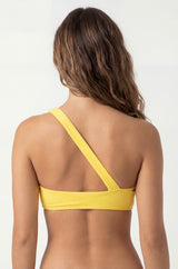 Top de bikini con un hombro amarillo