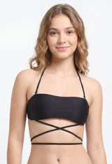 Bikini bandeau strapless negro