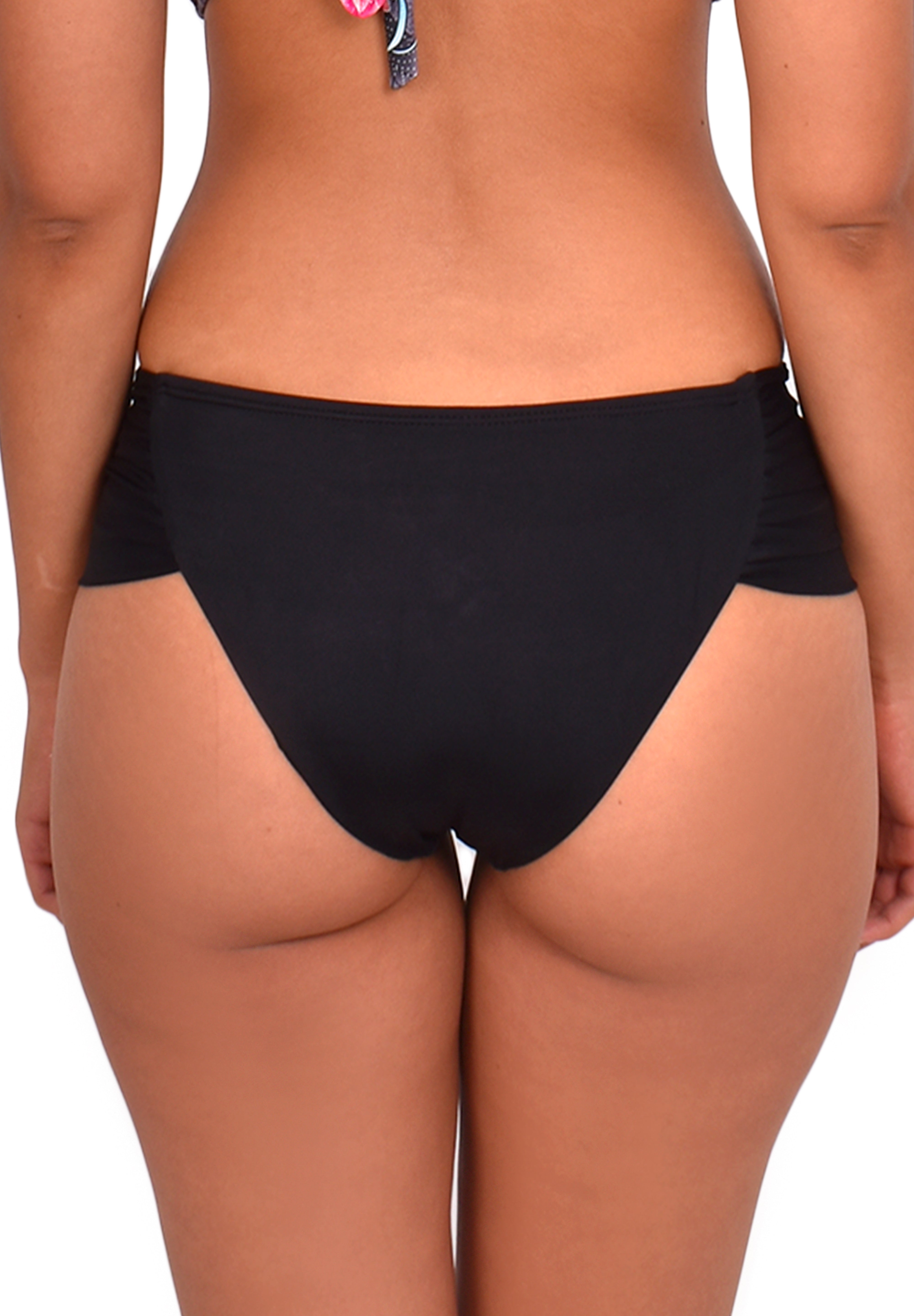 Bikini calzón clasico con laterales drapeados negro S