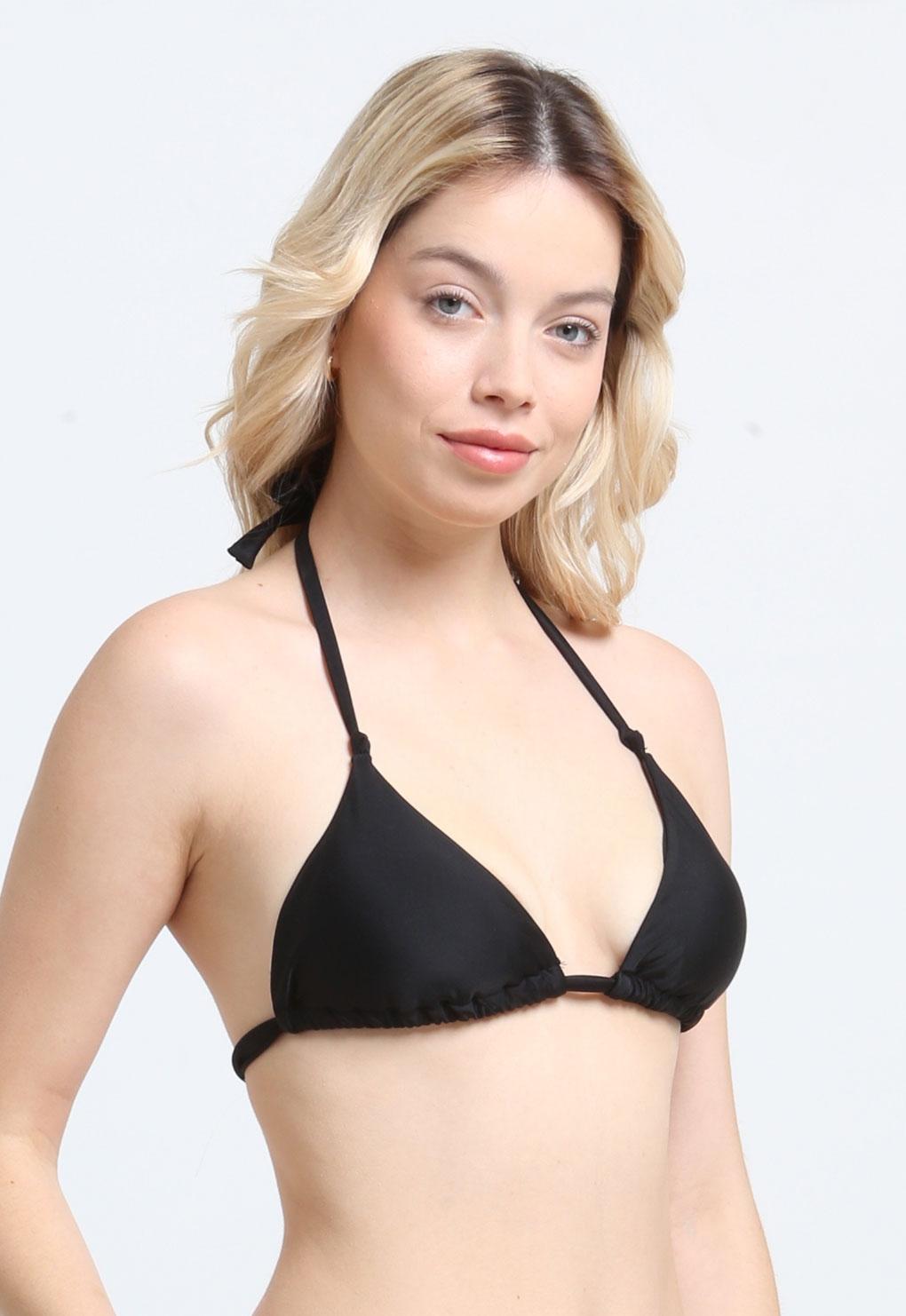 Bikini triangulo con nudos negro