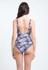 Blue printed maternity swimsuit