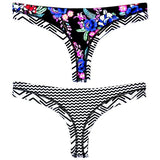 Black printed string bikini briefs 