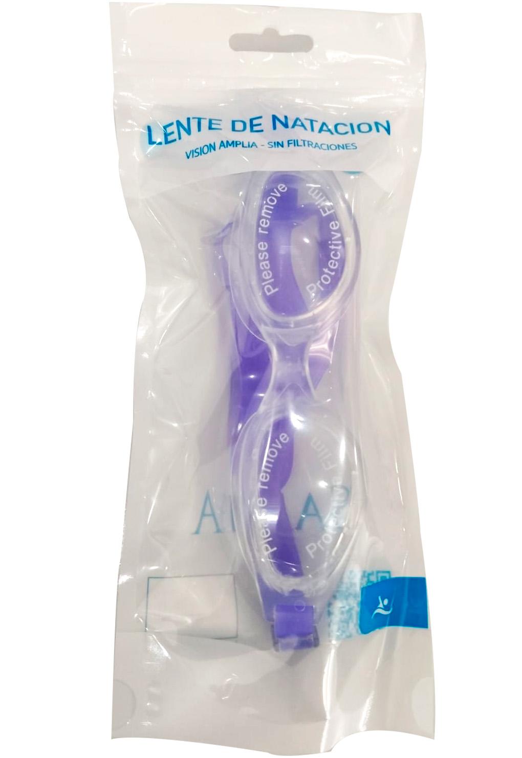 Lente para natación con correa de silicona morado
