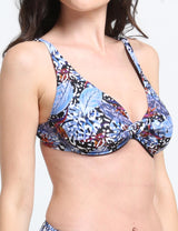 Bikini anudado copa C - D estampado azul