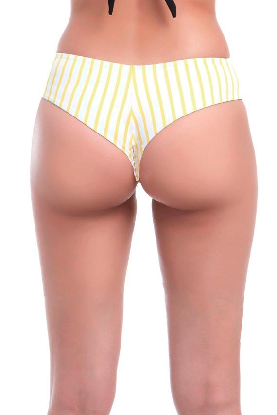 Bikini tanga alto lineas amarillas
