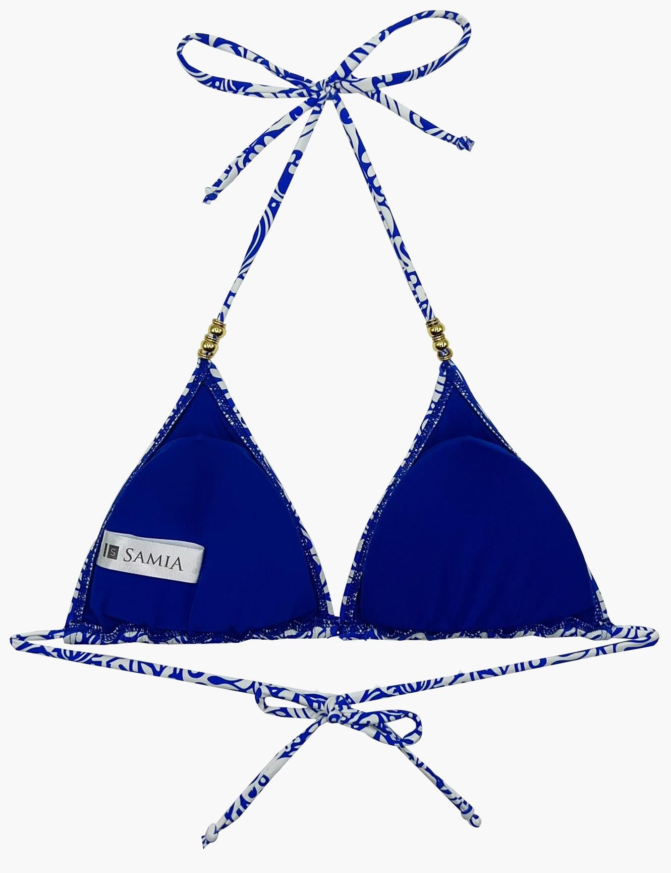 Bikini estilo triángulo clásico estampado azul