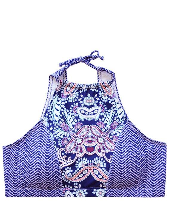 Purple print V-back bikini jumpsuit
