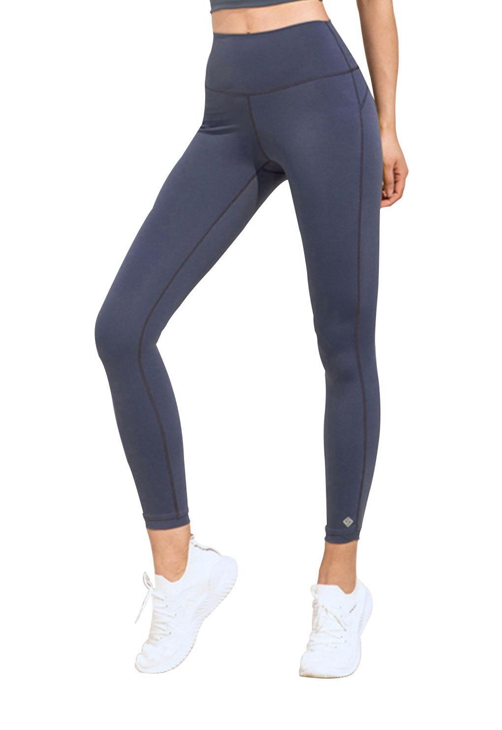 Calza básica tiro alto azul