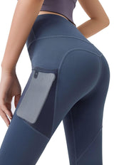 Calza deportiva con bolsillo de malla azul