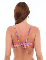 Bikini sostén arruchado copa C estampado naranja