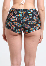 High-waisted green printed hot pants
