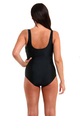 Traje de Baño Deportivo Natación con Estilo Líneas Fucsia