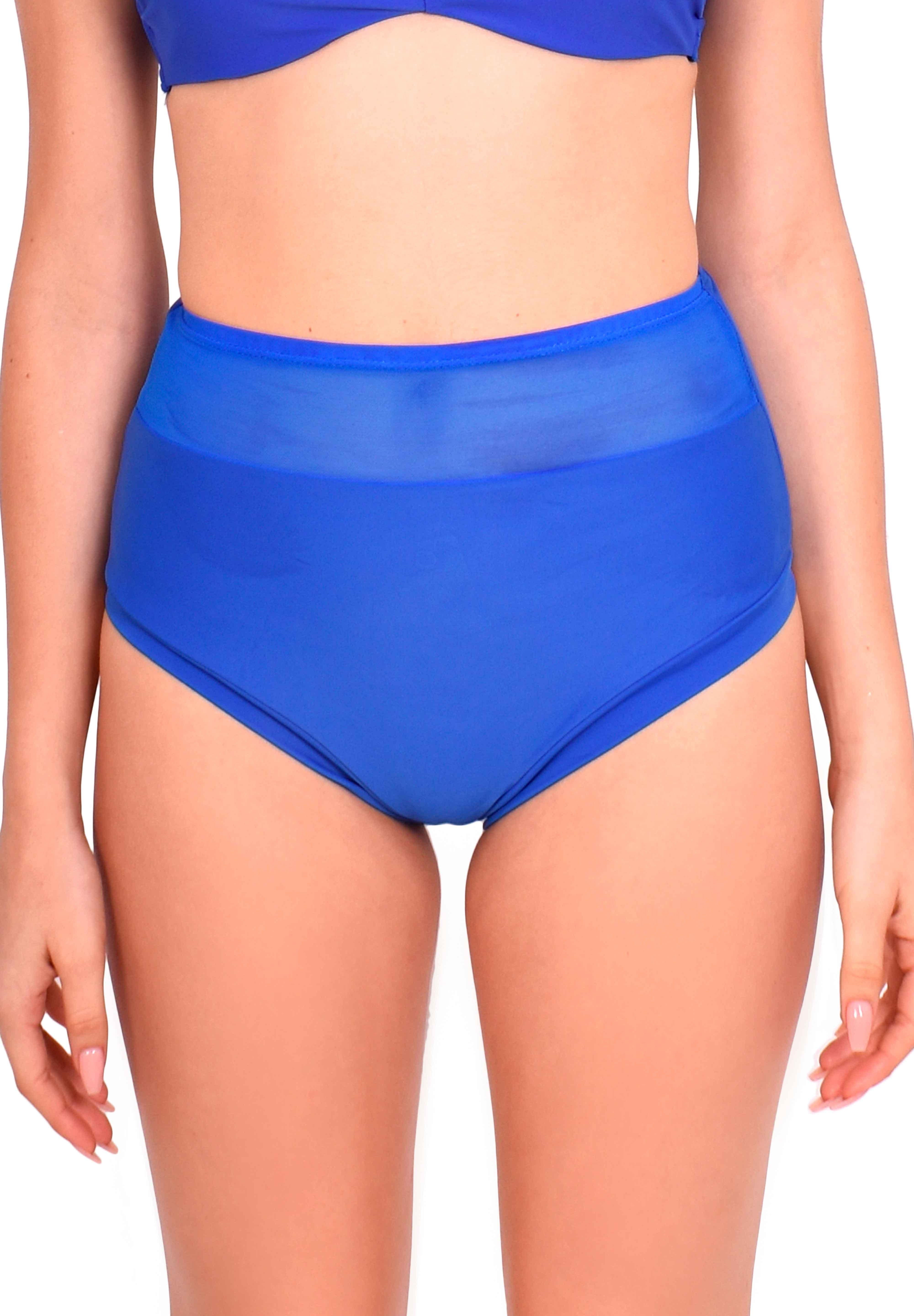Bikini calzón pin up con transparencia color azul