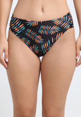 Bikini costados drapeados estampado hojas