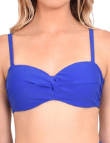 Bikini estilo sostén strapless color azul