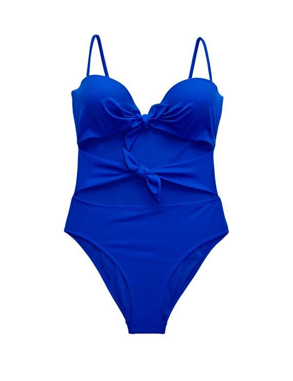 Trikini con doble nudo color azul