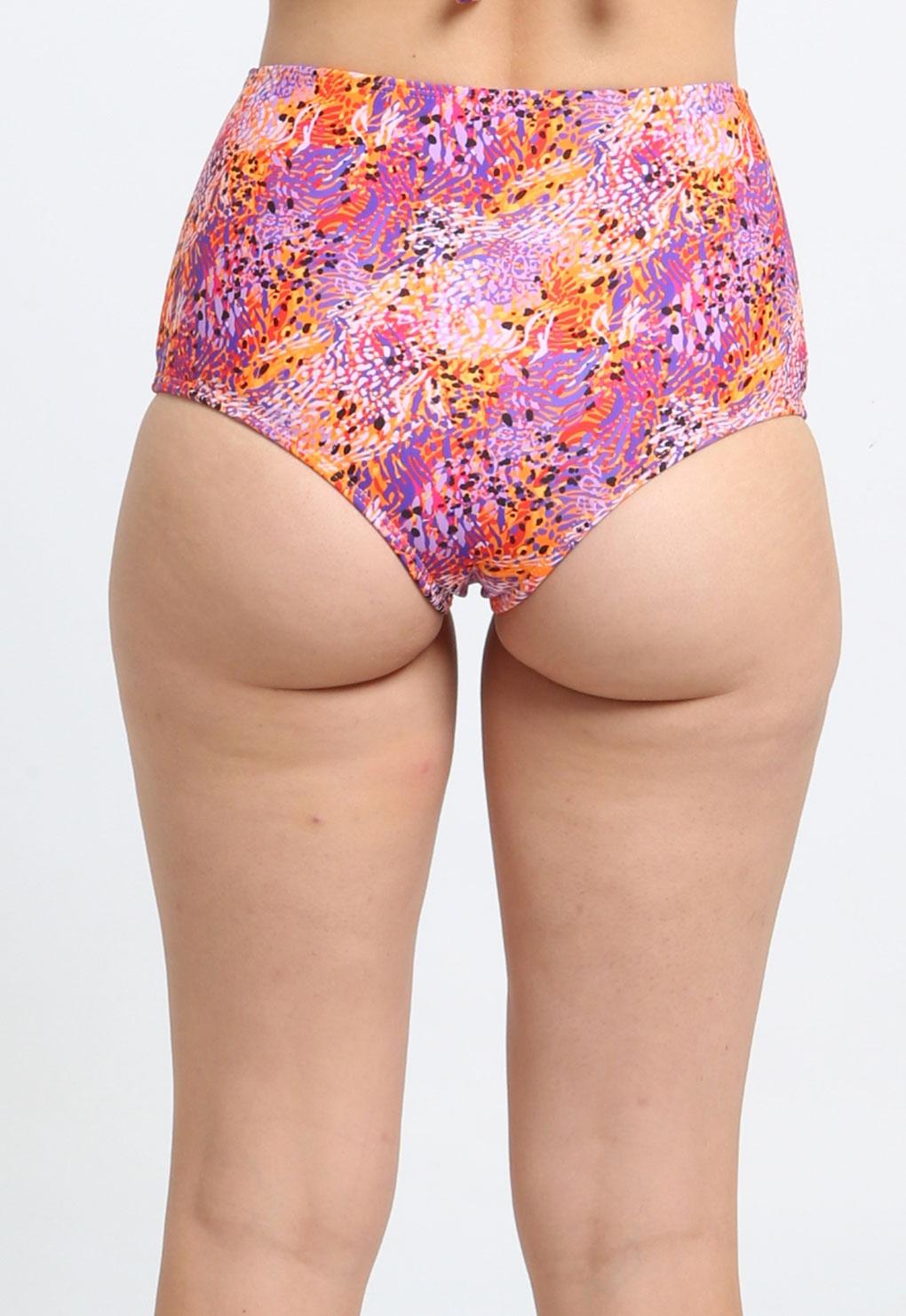 Orange print pin-up thong bikini briefs