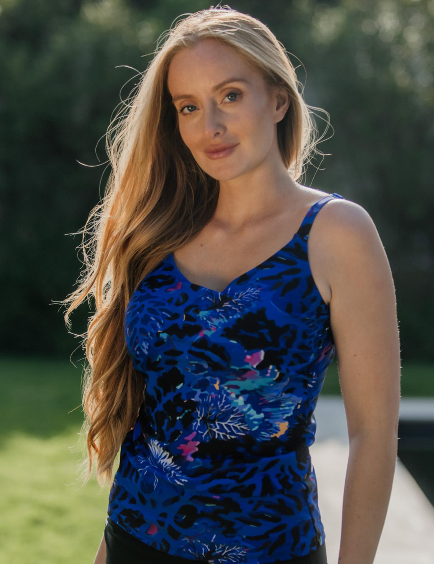 Basic blue print tankini top 