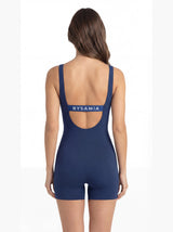 Traje de baño mujer natación pierna corta elástico azul