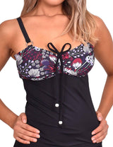 Purple print slimming tankini