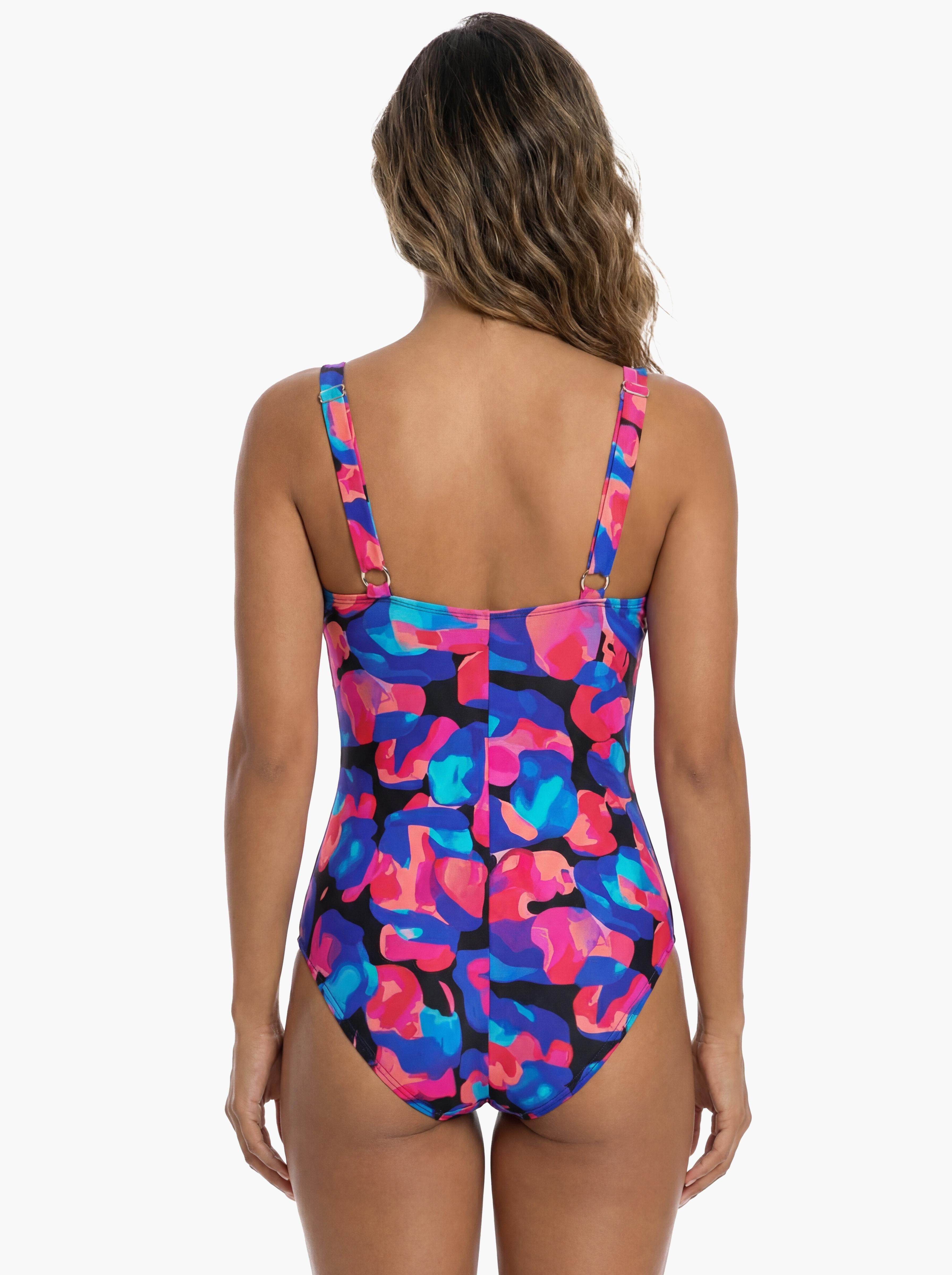 Traje de baño reductor copa grande estampado negro
