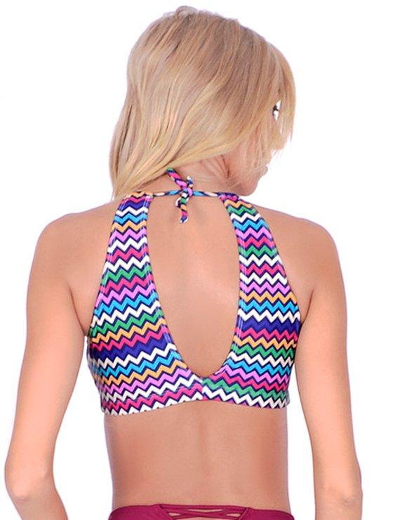 Blue print V-back bikini bib 