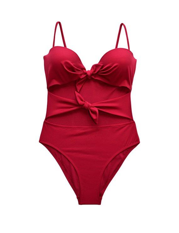 Red double knot trikini 