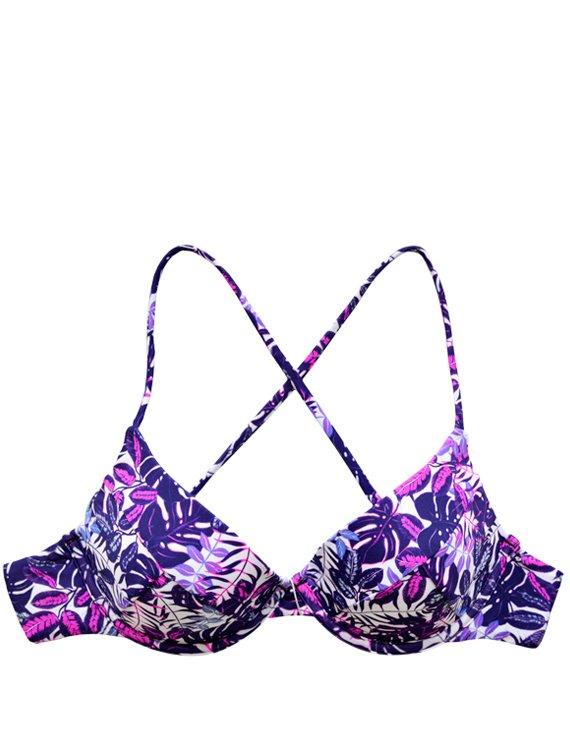 Bikini sostén con amarras estampado morado
