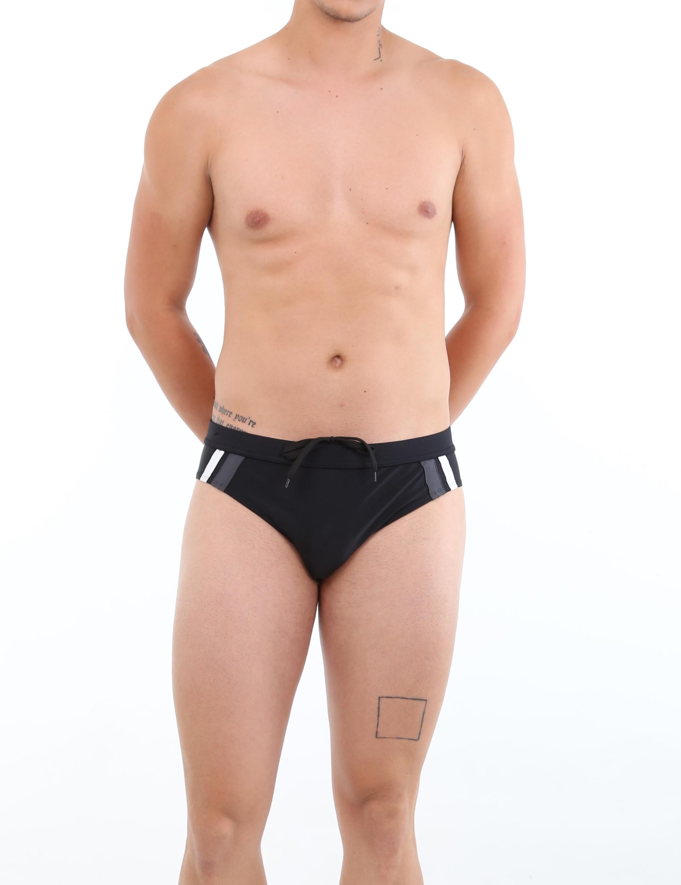 Black swimsuit with gray detail for men