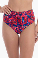 Bikini calzón con amarra estampado brillante rojo