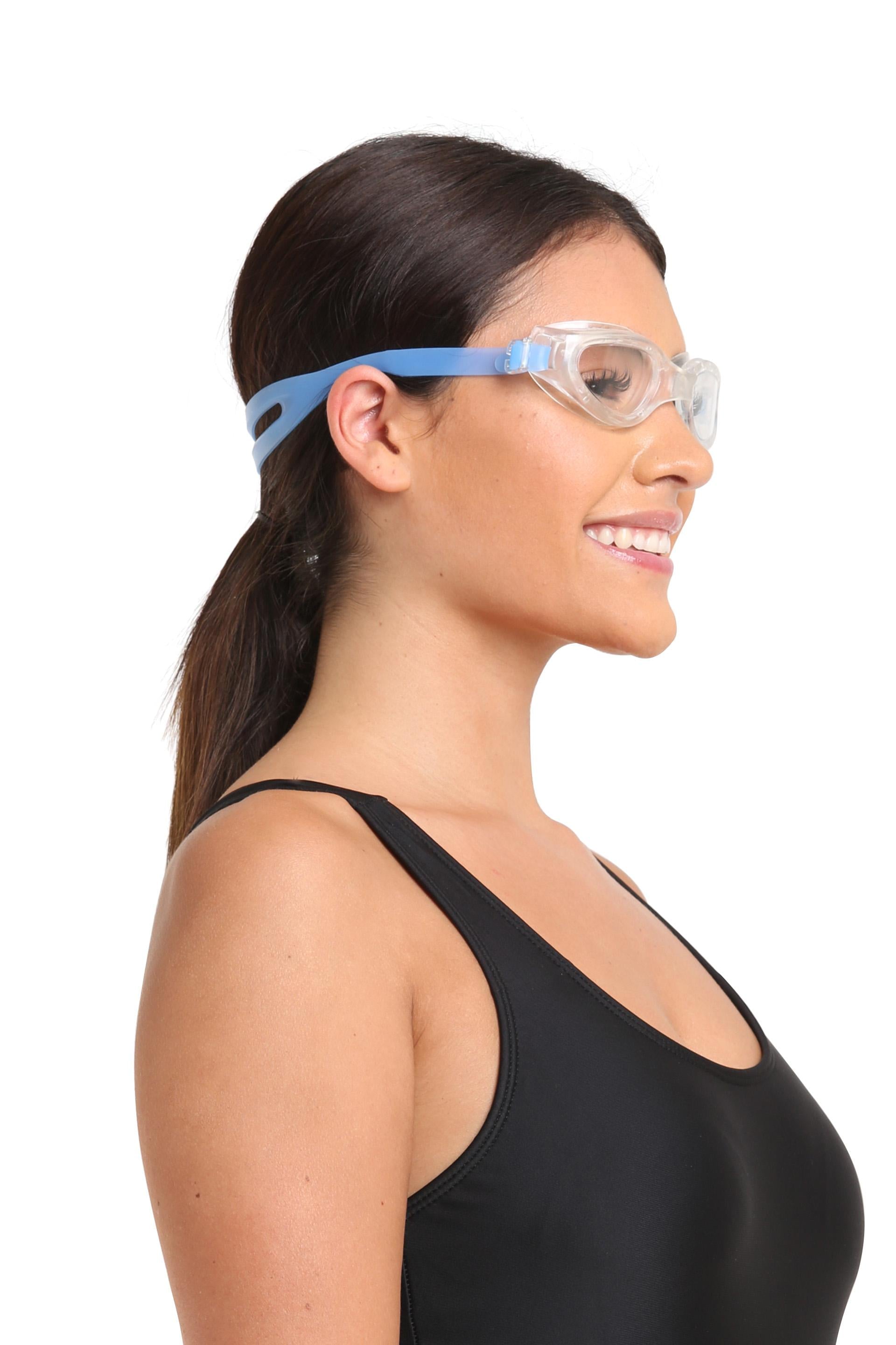 Lente para natación con correa de silicona azul