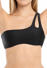 Top de bikini con un hombro negro